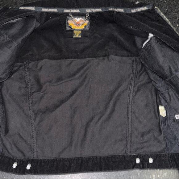 NEW Harley Davidson Women's Black Motorcycle Corduroy Trucker Riding Jacket SZ M - Picture 12 of 14